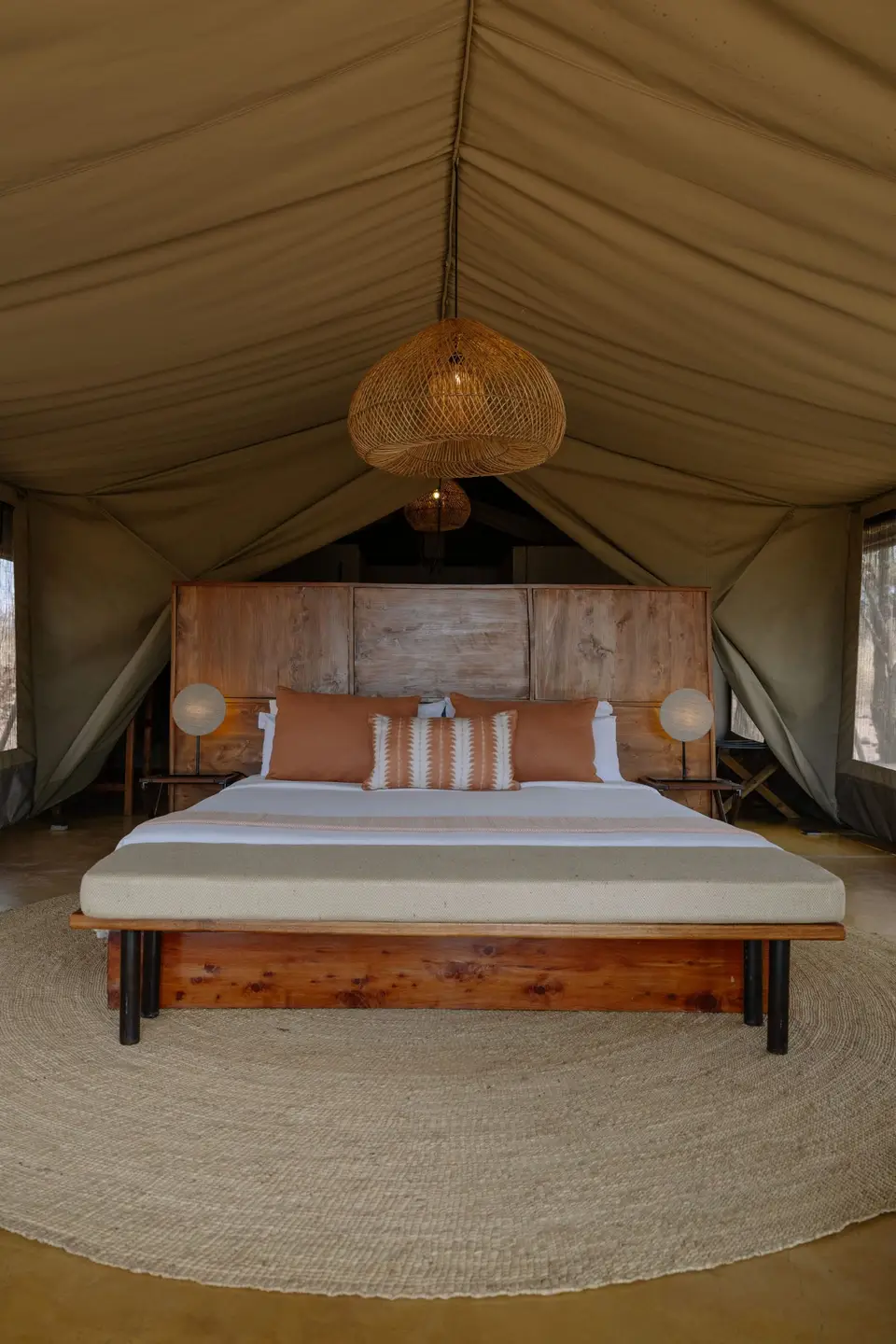 Inside a Bush Camp safari tent 